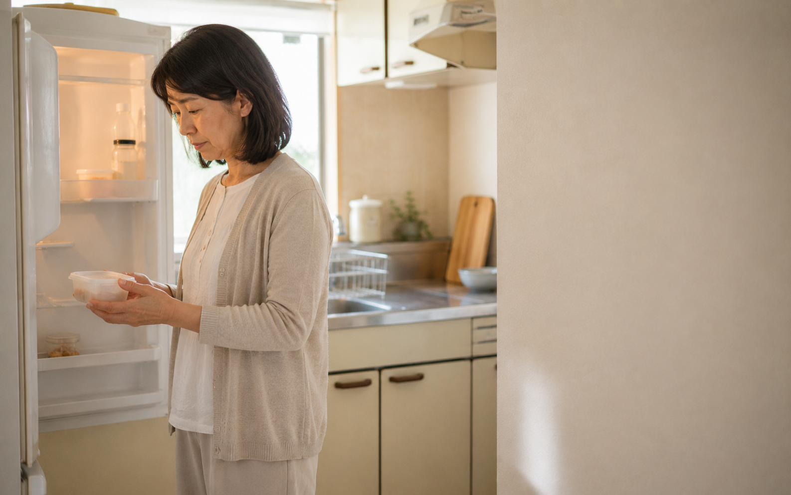 実家の台所で手を止める娘